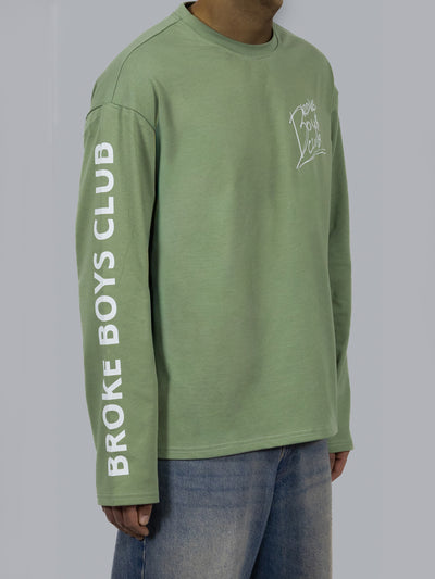 Broke Boys Club oversized longsleeve olijf groen