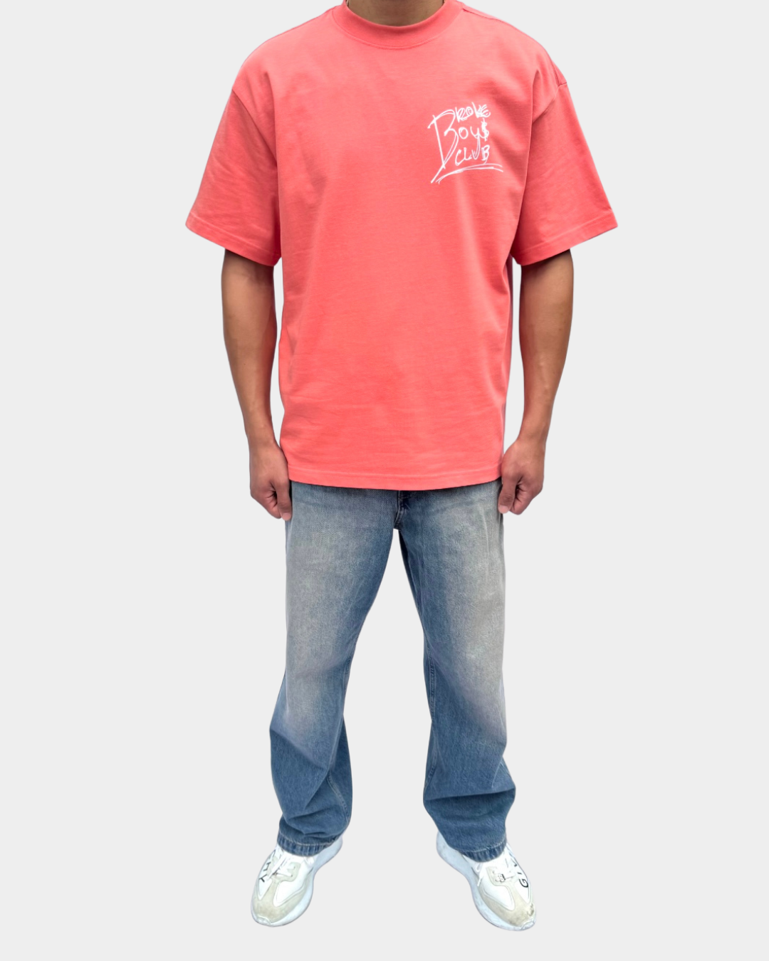 Broke Boys Club oversized T-shirt peach oranje